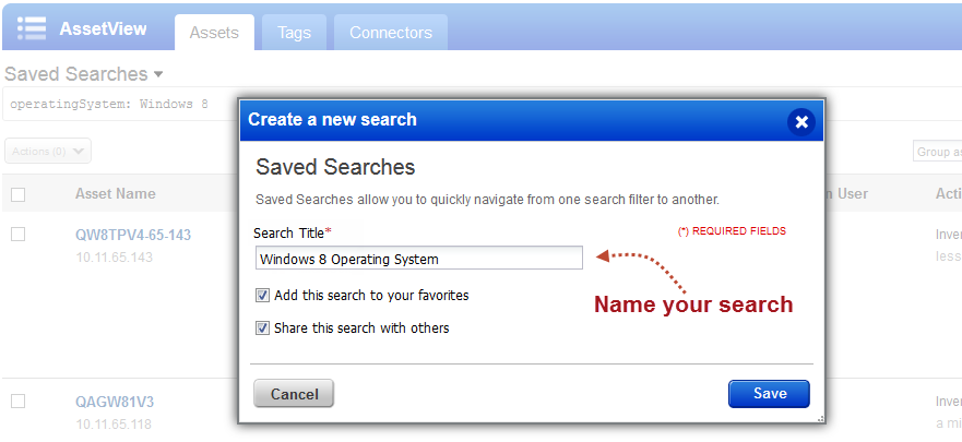 New saved search.