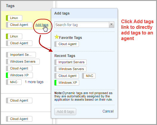 Add tags to an Agent.