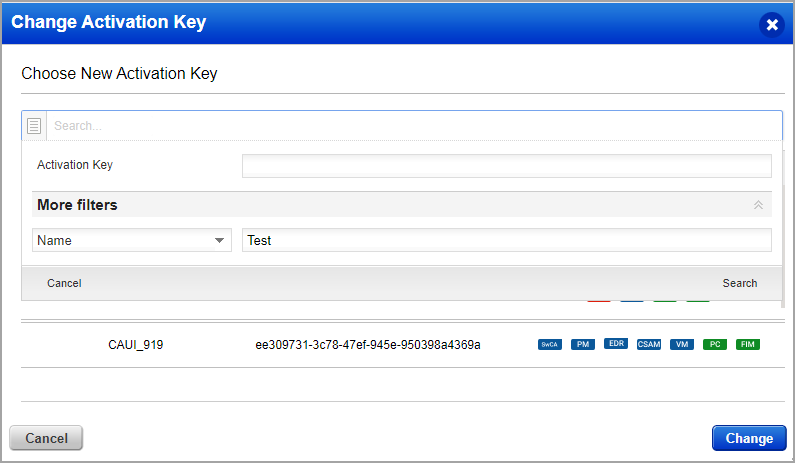 search in the change activation key dialog box.