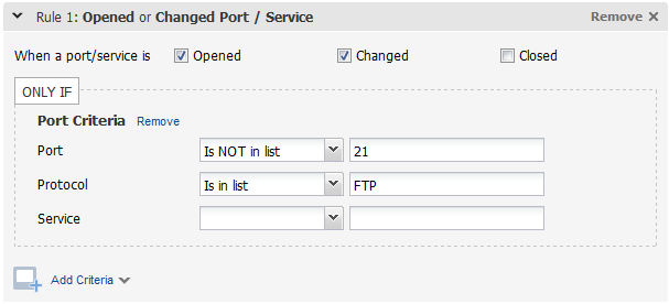 sample rule for FTP on port