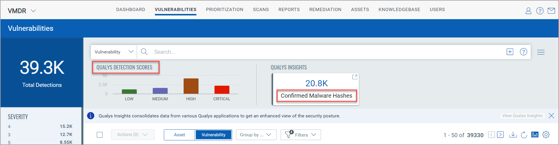 QDS and Confirmed Malware hashes options