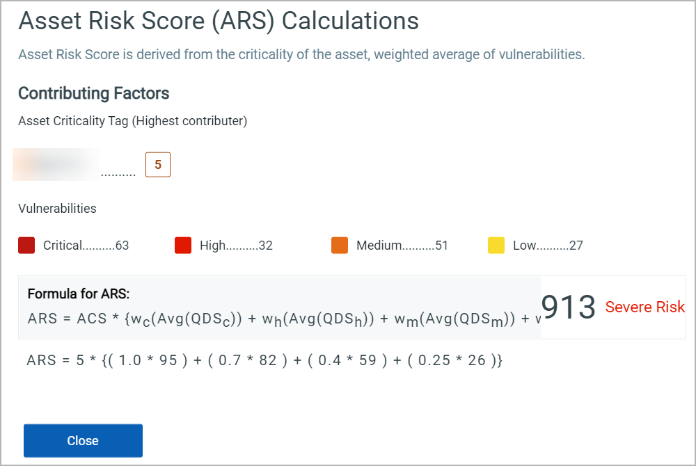 Asset Risk Score Calculation.