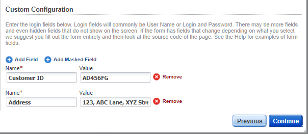 Form example with custom fields.