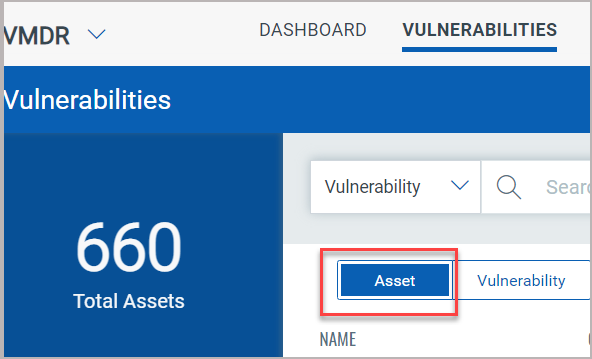 「Asset」を選択して、インベントリのアセットを表示します。