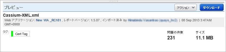 インポートする Burp ファイルの詳細を表示するプレビューペイン。