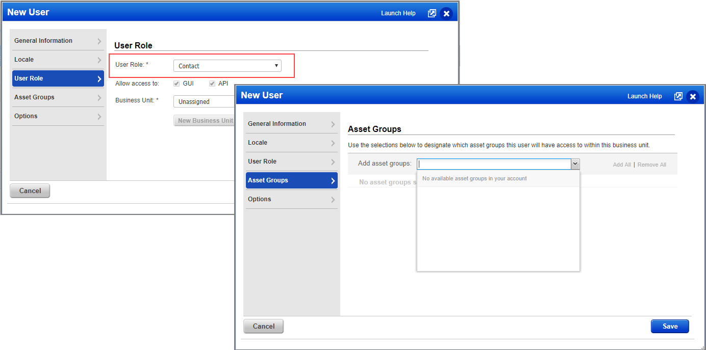 No asset group assignment for new Contact user