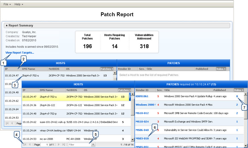 Sample Online Patch Report - Group by Host