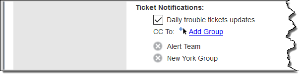 Daily trouble tickets updates notification option selected
