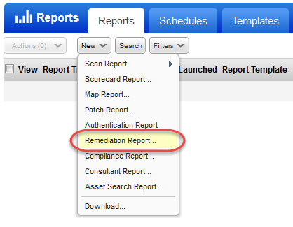 New Remediation Report menu option under Reports