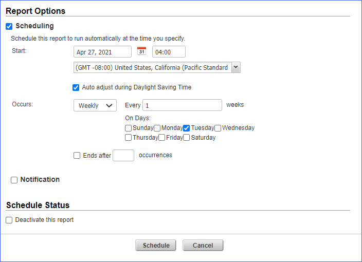 Configure Report Schedules