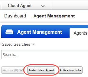 Install New Agent button on Agents tab in Cloud Agent
