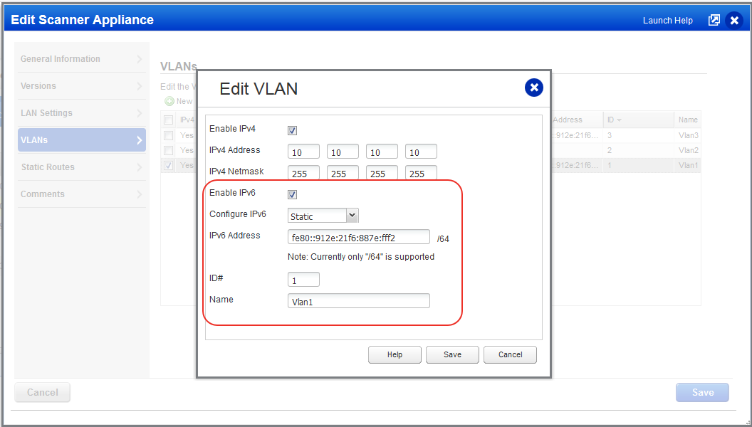 Edit VLAN for the appliance