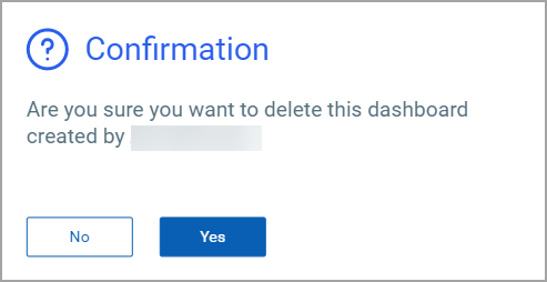Delete Dashboard confirmation window